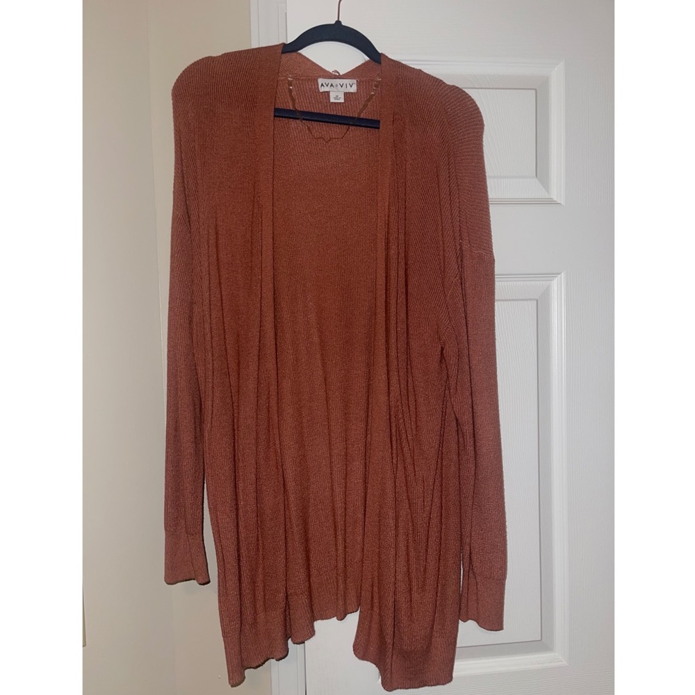 Thin Light Orange 2X Ava & Viv Cardigan